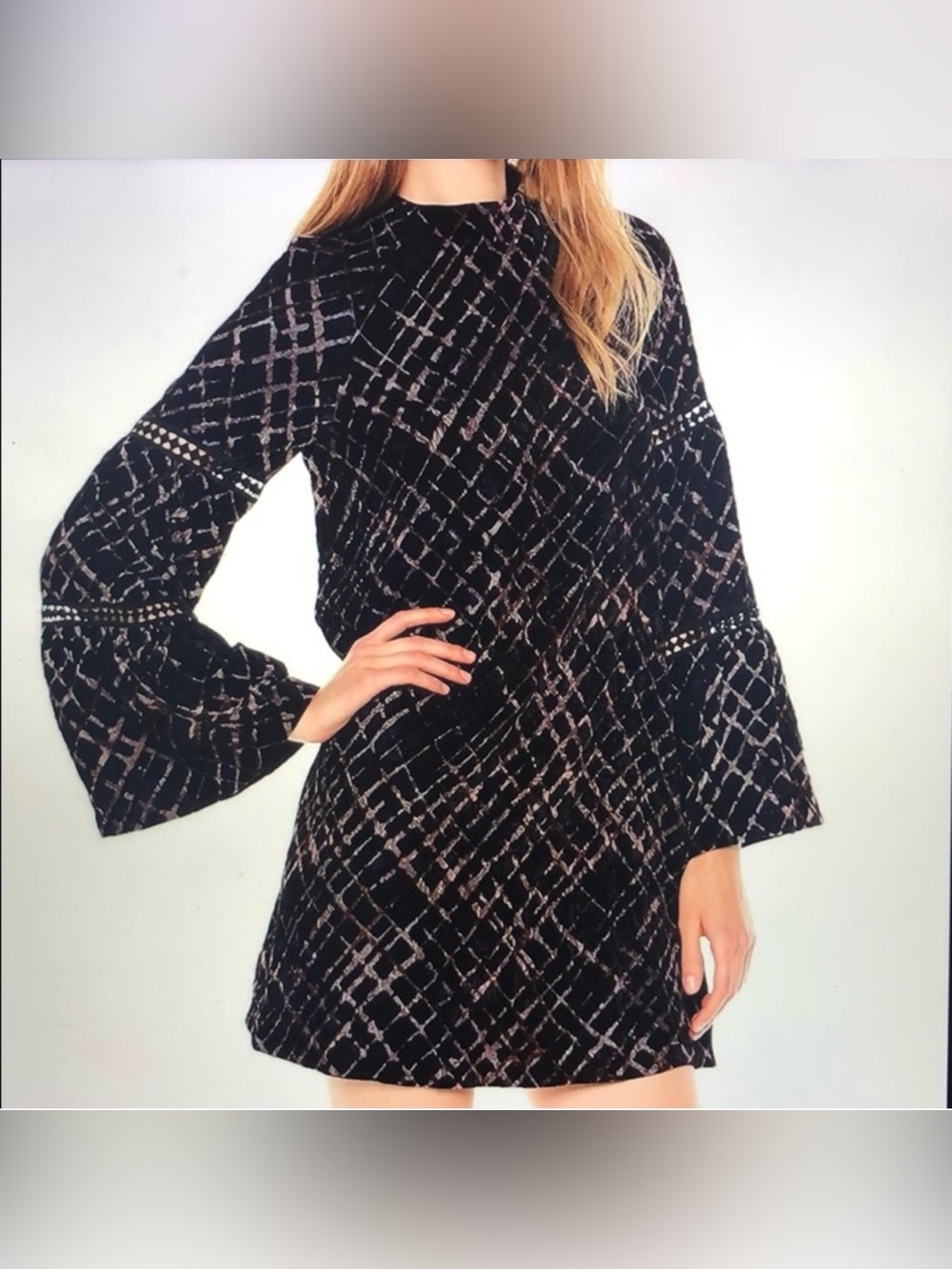 Laundry by Shelli Segal plaid velvet mini dress size 6